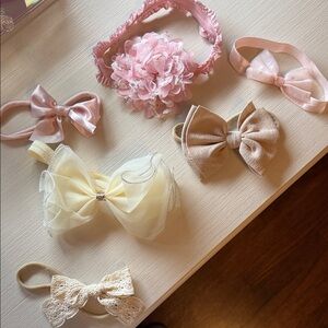 Elegant Kids Bow Headband Set - Pink, Cream, Tan